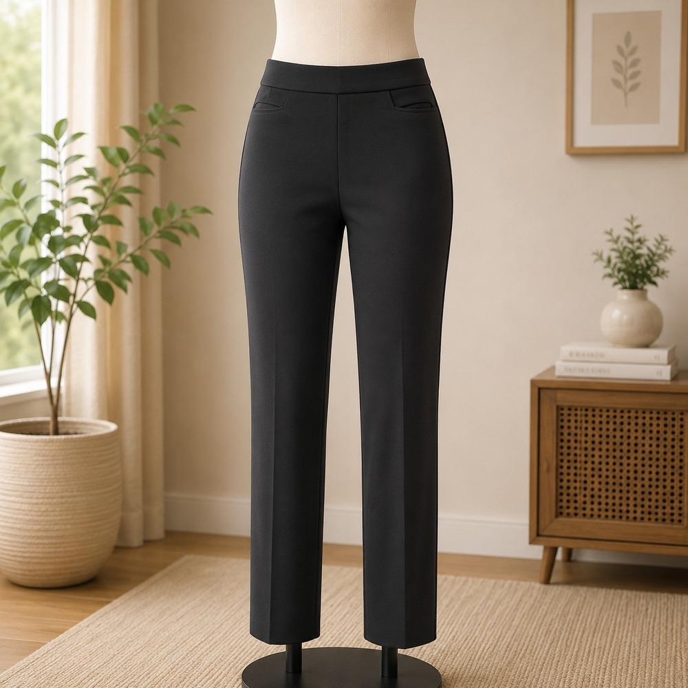 Susan Graver Liquid Knit Pants Womens XST Black Slim Leg Pull On Trousers